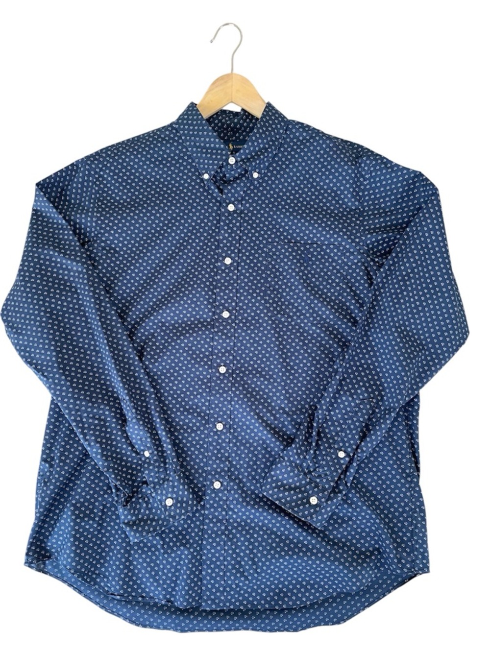 Ralph Lauren Navy Blue Long Sleeve Button-Down Mini Floral Print Shirt XLarge
